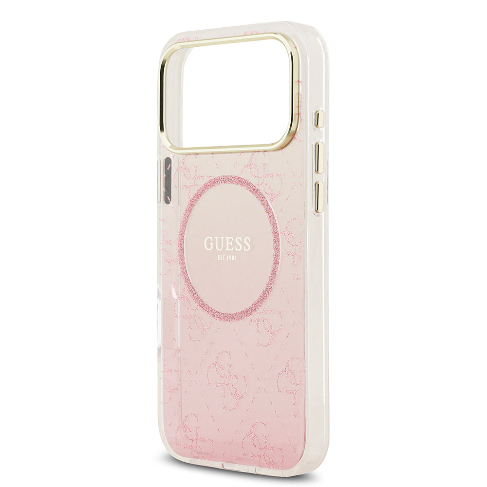 Guess iPhone 17 Pro Max Orjinal Lisanslı M-safe Şarj Özellikli 4G Desenli Simli Silikon Kılıf