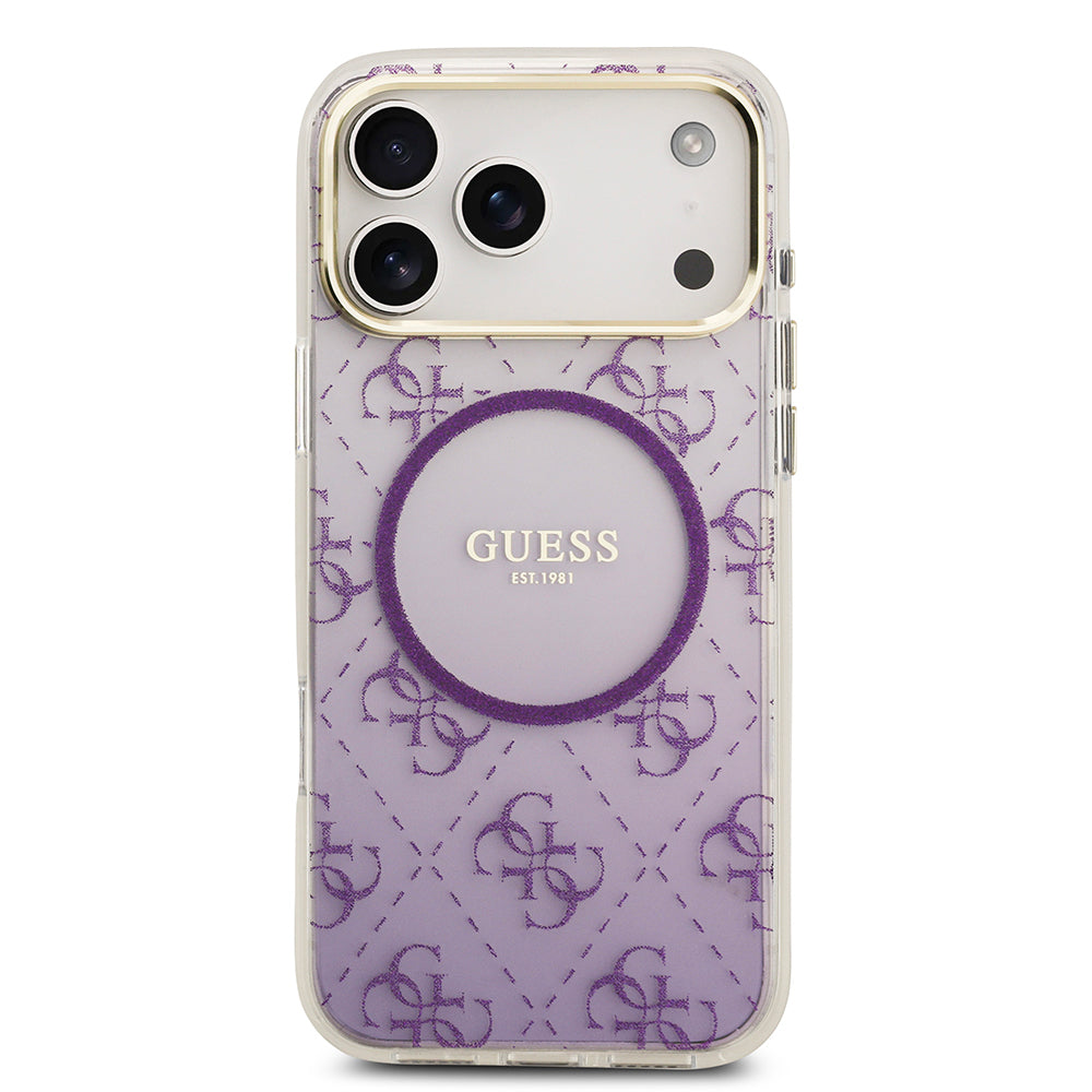 Guess iPhone 17 Pro Max Orjinal Lisanslı M-safe Şarj Özellikli 4G Desenli Simli Silikon Kılıf