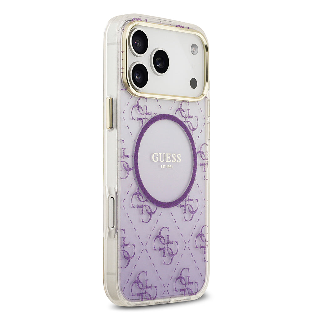 Guess iPhone 17 Pro Max Orjinal Lisanslı M-safe Şarj Özellikli 4G Desenli Simli Silikon Kılıf