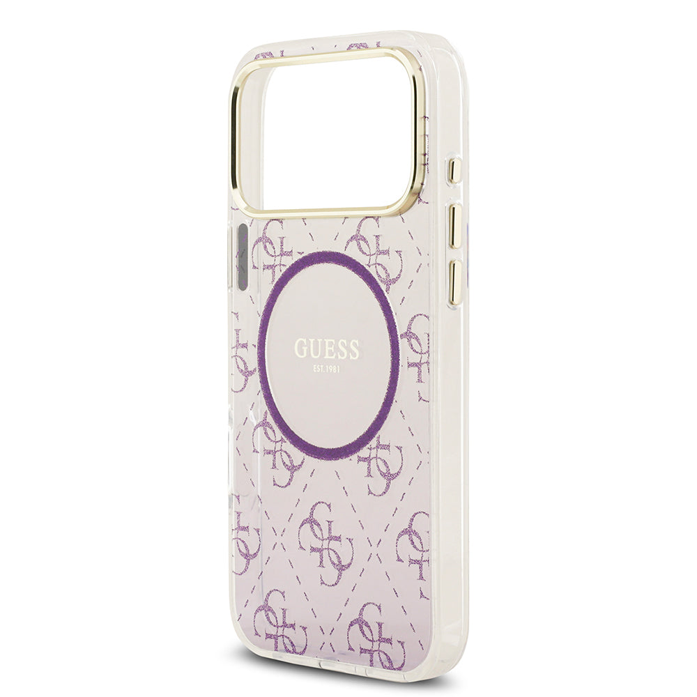 Guess iPhone 17 Pro Max Orjinal Lisanslı M-safe Şarj Özellikli 4G Desenli Simli Silikon Kılıf