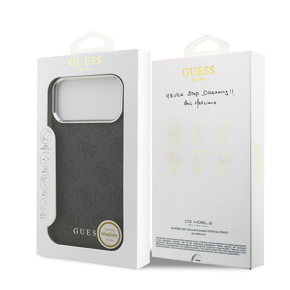 Guess iPhone 17 Pro Max Orjinal Lisanslı M-safe Şarj Özellikli 4G Klasik Yazı Logolu Kılıf