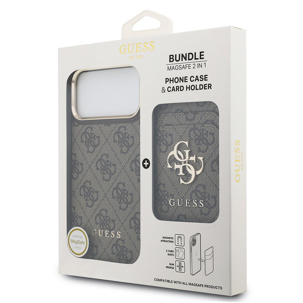 Guess iPhone 17 Pro Max Orjinal Lisanslı M-safe Şarj Özellikli 4G Metal Büyük Logolu Kartlıklı Kılıf