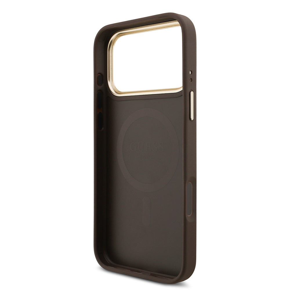 Guess iPhone 17 Pro Max Orjinal Lisanslı M-safe Şarj Özellikli 4G Metal Büyük Logolu Kartlıklı Kılıf