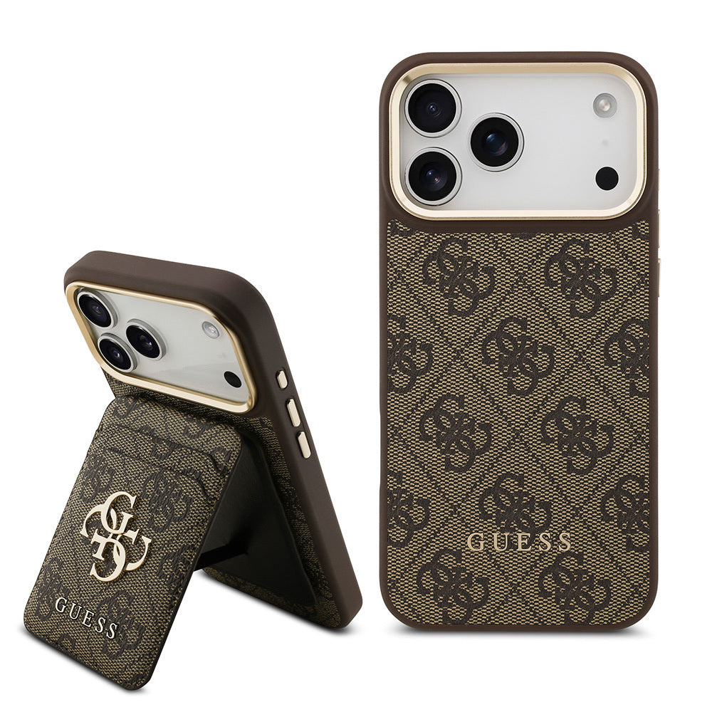 Guess iPhone 17 Pro Max Orjinal Lisanslı M-safe Şarj Özellikli 4G Metal Büyük Logolu Kartlıklı Kılıf