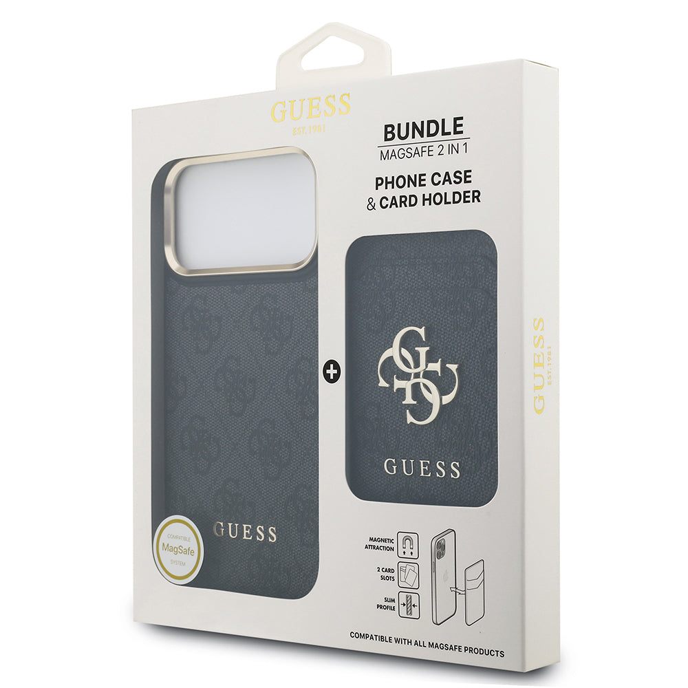 Guess iPhone 17 Pro Max Orjinal Lisanslı M-safe Şarj Özellikli 4G Metal Büyük Logolu Kartlıklı Kılıf