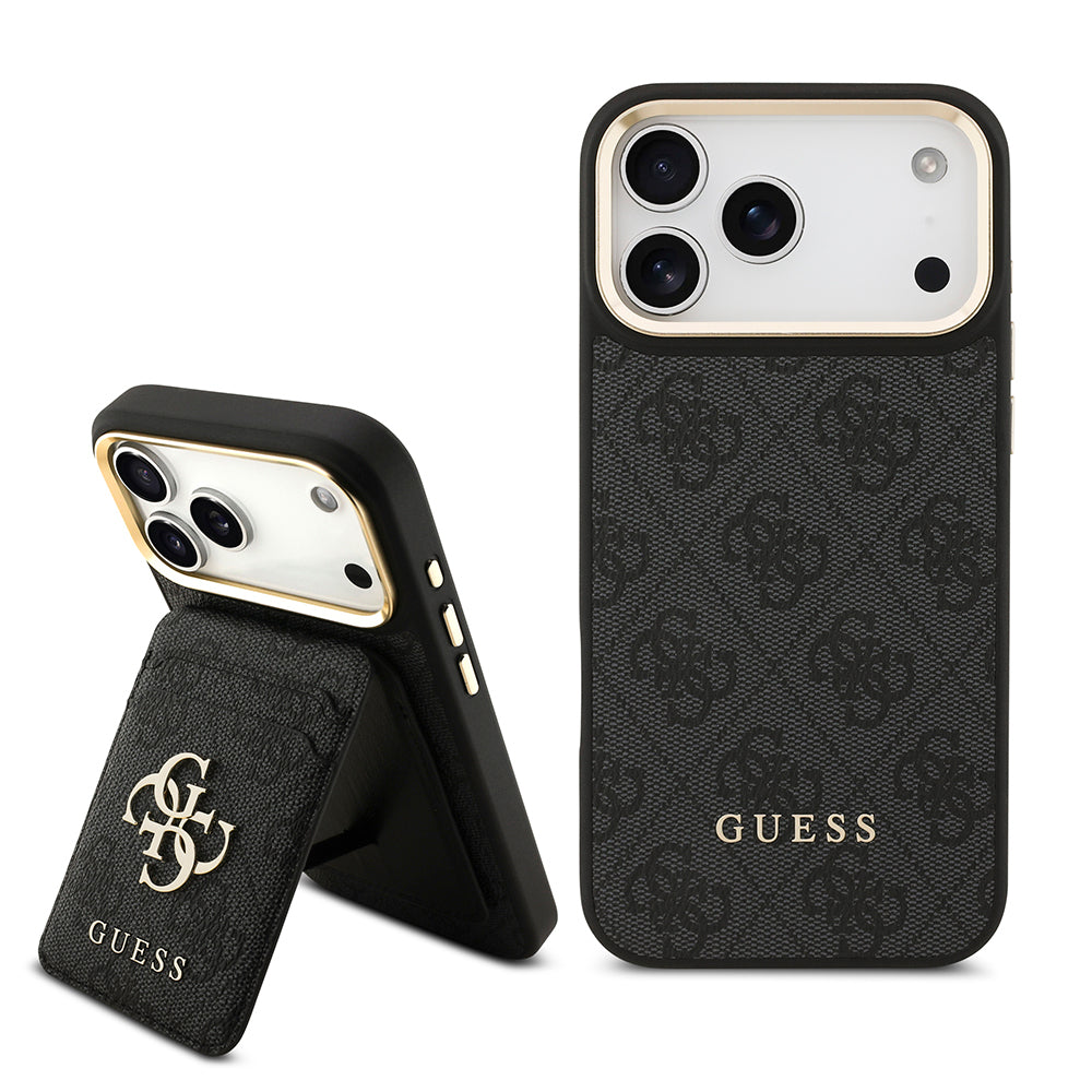 Guess iPhone 17 Pro Max Orjinal Lisanslı M-safe Şarj Özellikli 4G Metal Büyük Logolu Kartlıklı Kılıf
