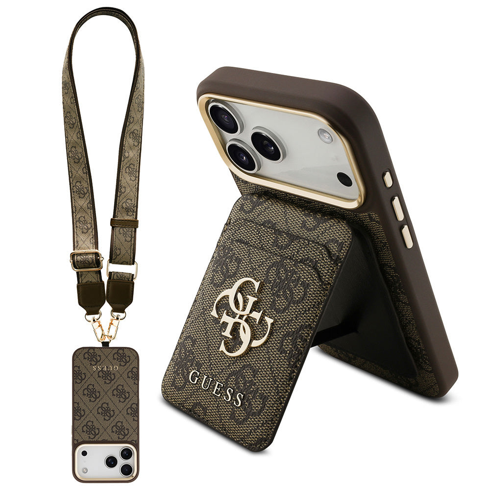 Guess iPhone 17 Pro Max Orjinal Lisanslı M-safe Şarj Özellikli Askılı ve 4G Logo Kartlıklı Kılıf