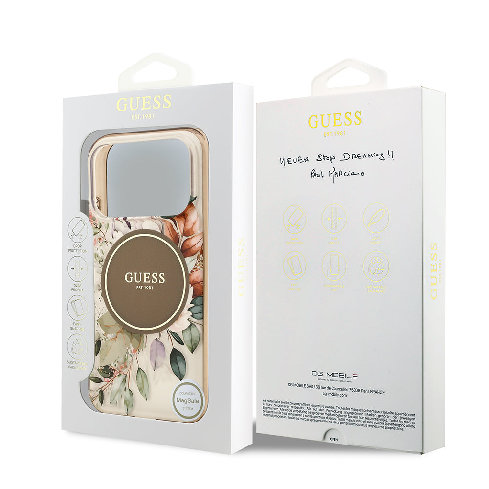 Guess iPhone 17 Pro Max Orjinal Lisanslı M-safe Şarj Özellikli Flower Tonal Circle Kılıf