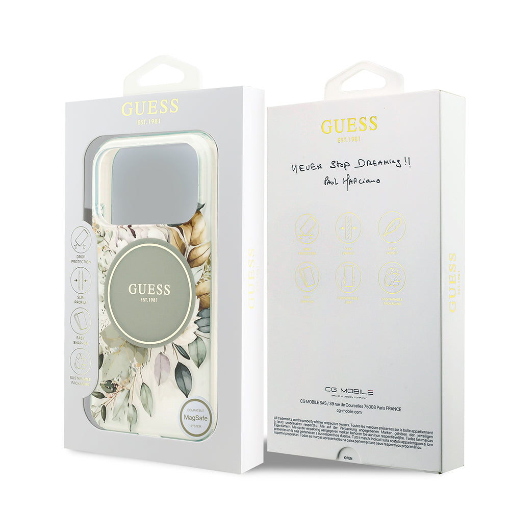 Guess iPhone 17 Pro Max Orjinal Lisanslı M-safe Şarj Özellikli Flower Tonal Circle Kılıf