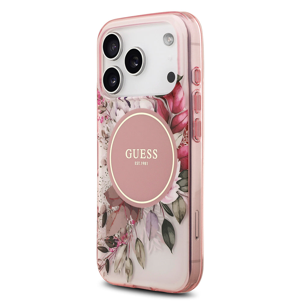 Guess iPhone 17 Pro Max Orjinal Lisanslı M-safe Şarj Özellikli Flower Tonal Circle Kılıf
