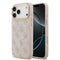 Guess iPhone 17 Pro Max Orjinal Lisanslı M-safe Şarj Özellikli Gold Metal Kamera Çerçeveli PU Deri 4G Desenli Yazı Logolu Kılıf