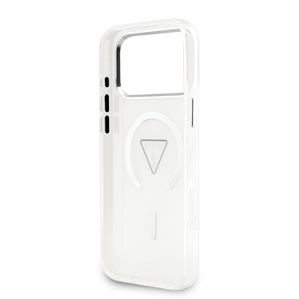 Guess iPhone 17 Pro Max Orjinal Lisanslı M-safe Şarj Özellikli IML Baskılı Üçgen Logolu Metal Kamera Çerçeveli Kılıf