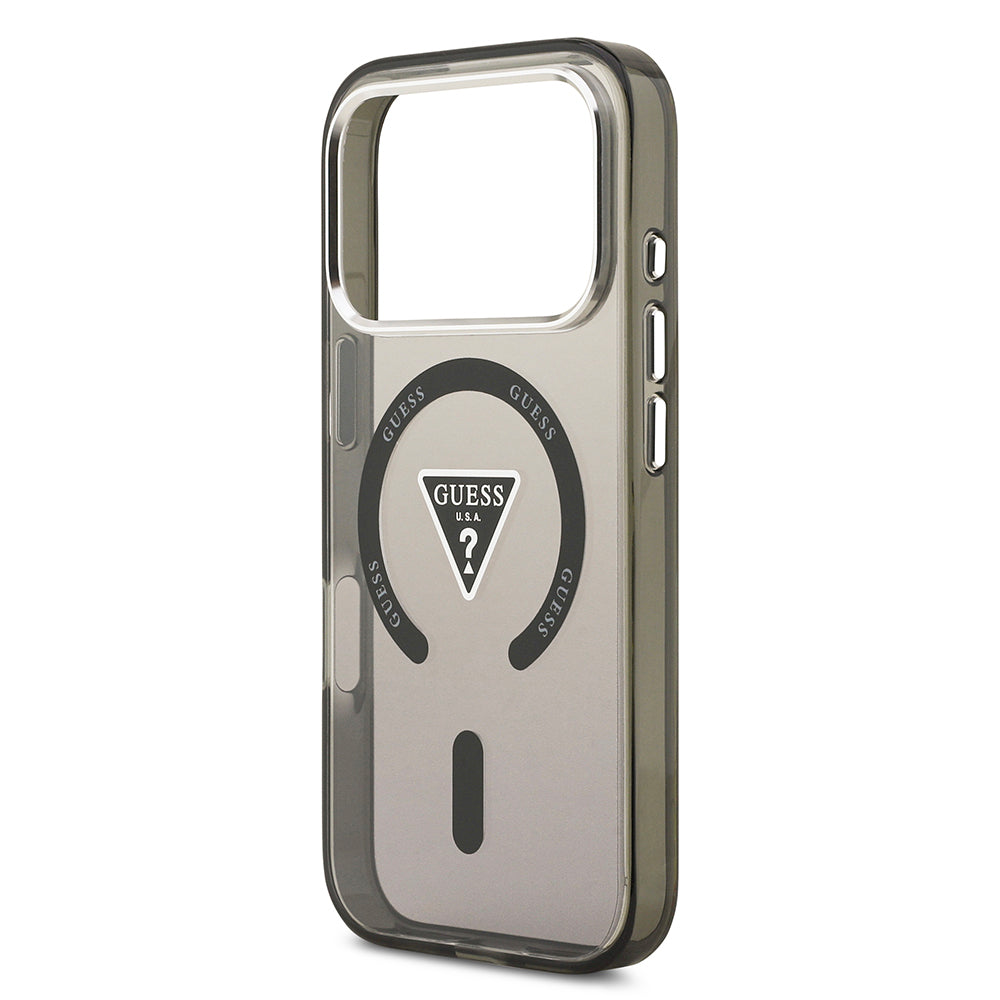 Guess iPhone 17 Pro Max Orjinal Lisanslı M-safe Şarj Özellikli IML Baskılı Üçgen Logolu Metal Kamera Çerçeveli Kılıf