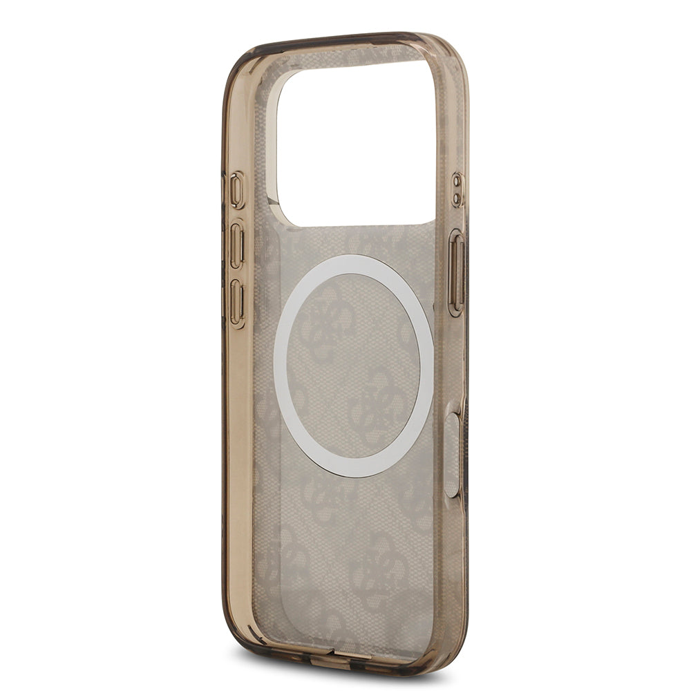 Guess iPhone 17 Pro Max Orjinal Lisanslı M-safe Şarj Özellikli IML Peony ve 4G Desenli Klasik Logolu Kılıf