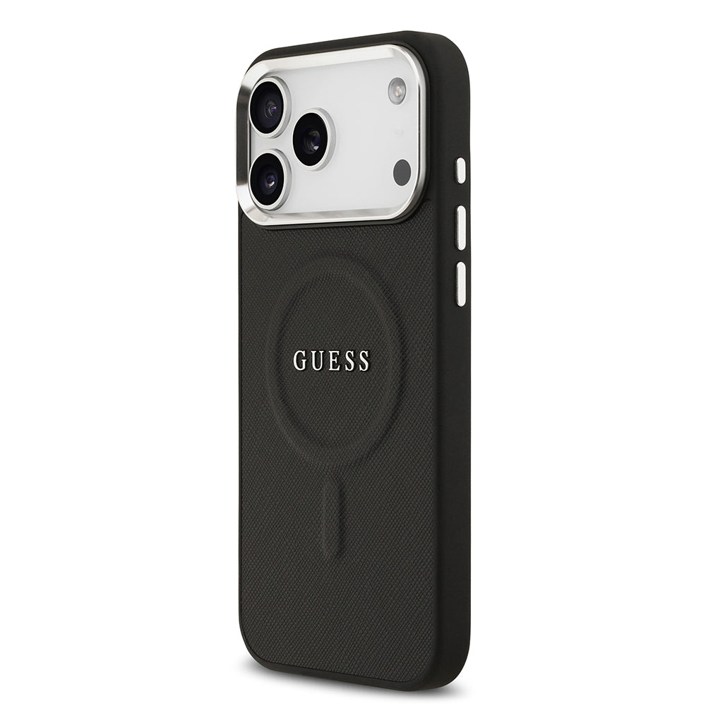 Guess iPhone 17 Pro Max Orjinal Lisanslı M-safe Şarj Özellikli Klasik Yazı Logolu PU Deri Kılıf
