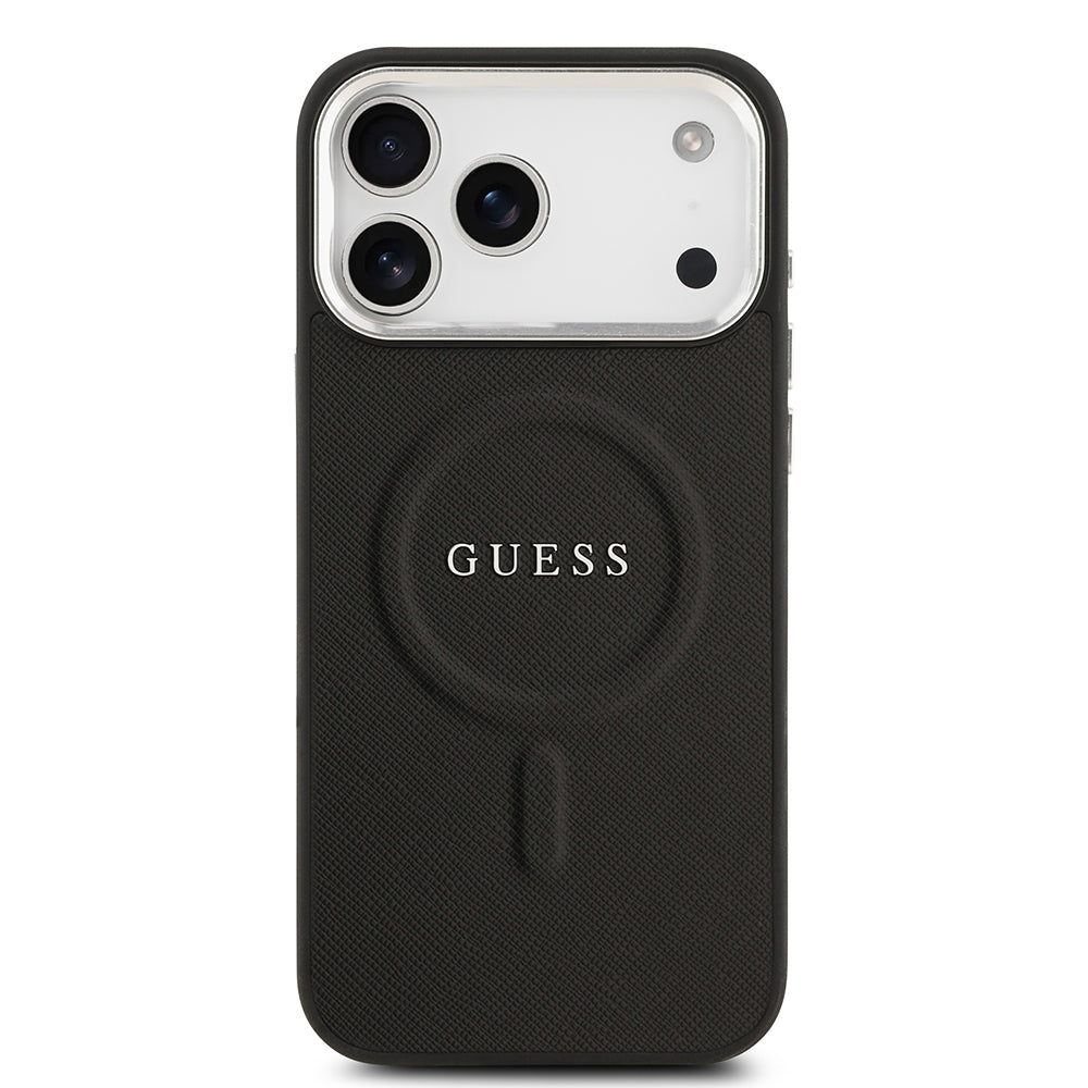 Guess iPhone 17 Pro Max Orjinal Lisanslı M-safe Şarj Özellikli Klasik Yazı Logolu PU Deri Kılıf