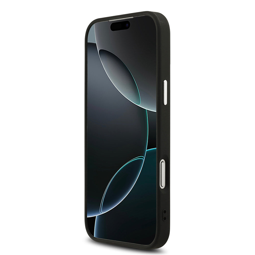 Guess iPhone 17 Pro Max Orjinal Lisanslı M-safe Şarj Özellikli Metal Kamera Çerçeveli Üçgen Logolu Glitter Kılıf