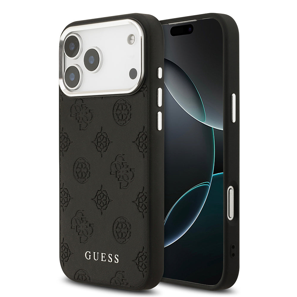 Guess iPhone 17 Pro Max Orjinal Lisanslı M-safe Şarj Özellikli Sıcak Baskılı Klasik Yazı Logolu PU Deri Peony Kılıf