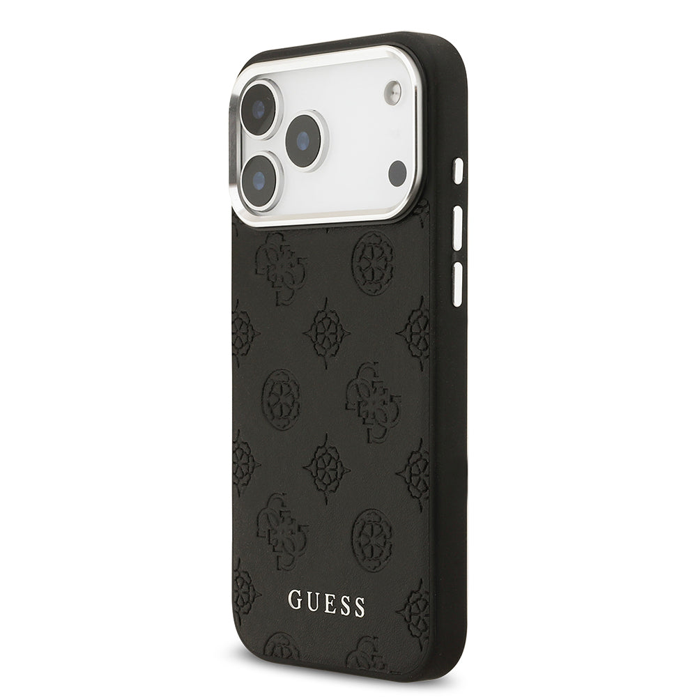 Guess iPhone 17 Pro Max Orjinal Lisanslı M-safe Şarj Özellikli Sıcak Baskılı Klasik Yazı Logolu PU Deri Peony Kılıf