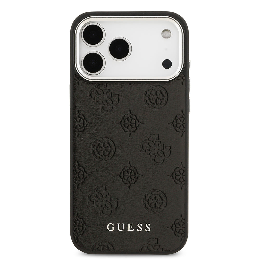 Guess iPhone 17 Pro Max Orjinal Lisanslı M-safe Şarj Özellikli Sıcak Baskılı Klasik Yazı Logolu PU Deri Peony Kılıf