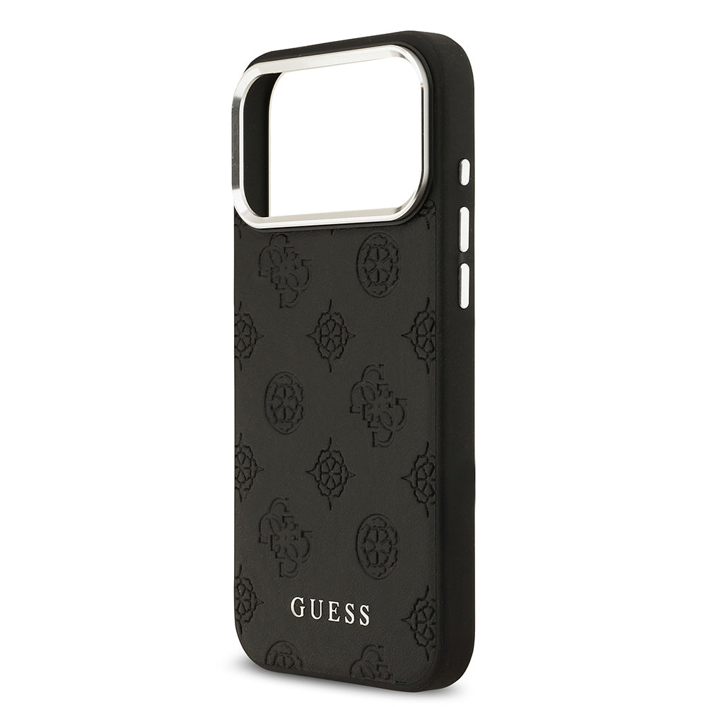 Guess iPhone 17 Pro Max Orjinal Lisanslı M-safe Şarj Özellikli Sıcak Baskılı Klasik Yazı Logolu PU Deri Peony Kılıf