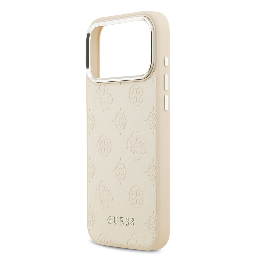 Guess iPhone 17 Pro Max Orjinal Lisanslı M-safe Şarj Özellikli Sıcak Baskılı Klasik Yazı Logolu PU Deri Peony Kılıf