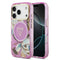 Guess iPhone 17 Pro Max Orjinal Lisanslı M-safe Şarj Özellikli Simli Çiçek Desenli Metal Kamera Çerçeveli Üçgen Logolu Kılıf