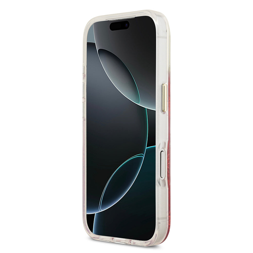 Guess iPhone 17 Pro Max Orjinal Lisanslı M-safe Şarj Özellikli Simli Peony Desenli Silikon Kılıf