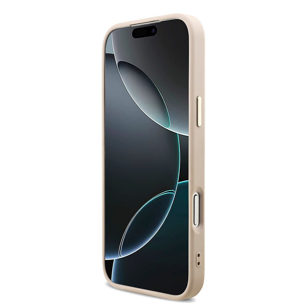 Guess iPhone 17 Pro Max Orjinal Lisanslı M-safe Şarj Özellikli Taşlı Üçgen Logo 4G Desenli Kılıf