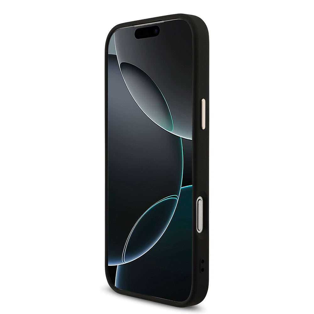 Guess iPhone 17 Pro Max Orjinal Lisanslı M-safe Şarj Özellikli Taşlı Üçgen Logo 4G Desenli Kılıf