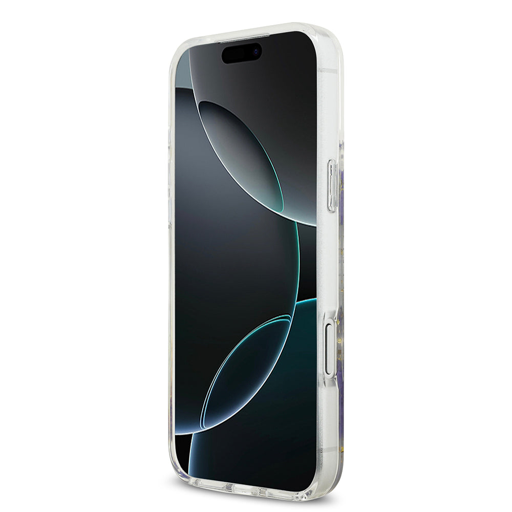 Guess iPhone 17 Pro Max Orjinal Lisanslı M-safe Şarj Özellikli Transparan Resin Flowers Kılıf