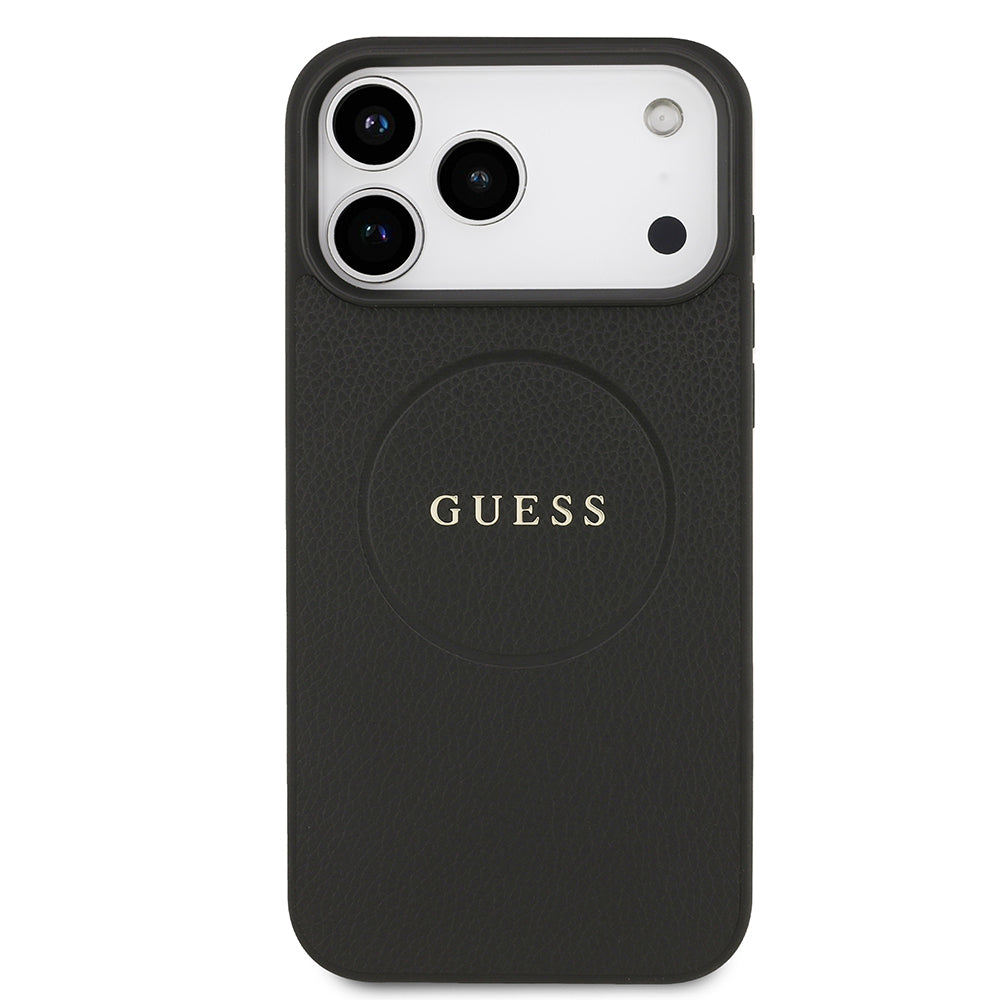 Guess iPhone 17 Pro Max Orjinal Lisanslı M-safe Şarj Özellikli Yazı Logolu PU Deri Kılıf