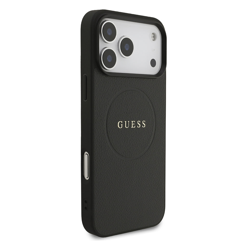 Guess iPhone 17 Pro Max Orjinal Lisanslı M-safe Şarj Özellikli Yazı Logolu PU Deri Kılıf