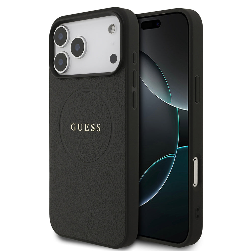 Guess iPhone 17 Pro Max Orjinal Lisanslı M-safe Şarj Özellikli Yazı Logolu PU Deri Kılıf