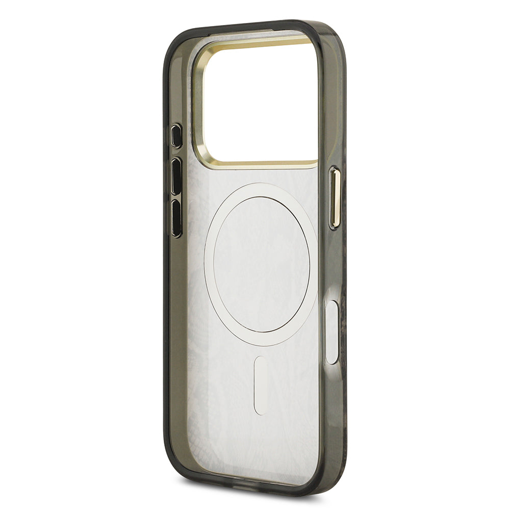 Guess iPhone 17 Pro Max Orjinal Lisanslı M-safe Şarj Özellikli Yazı Logolu Python Desenli Kılıf