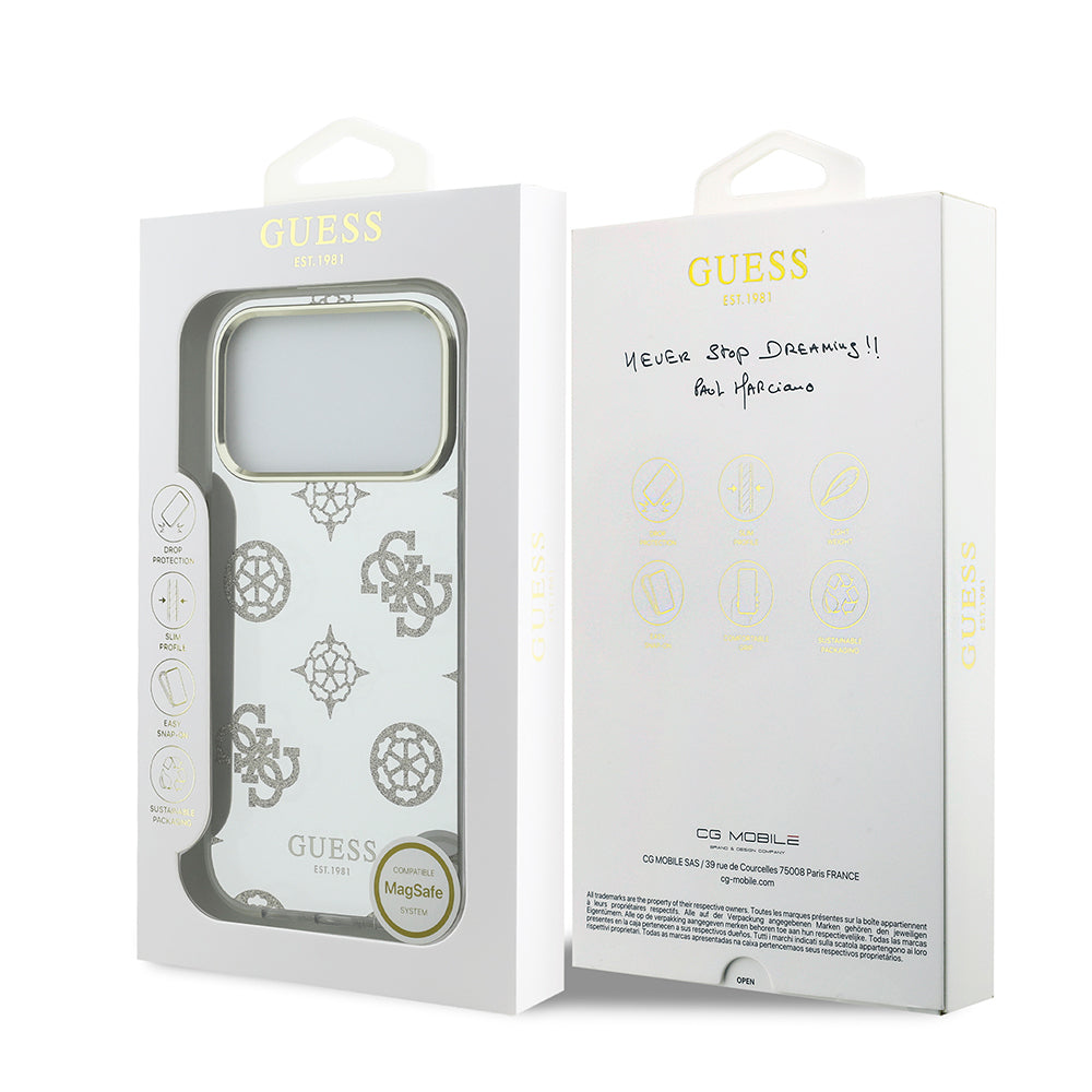 Guess iPhone 17 Pro Max Orjinal Lisanslı Metal Kamera Çerçeveli Simli Aynalı Kılıf