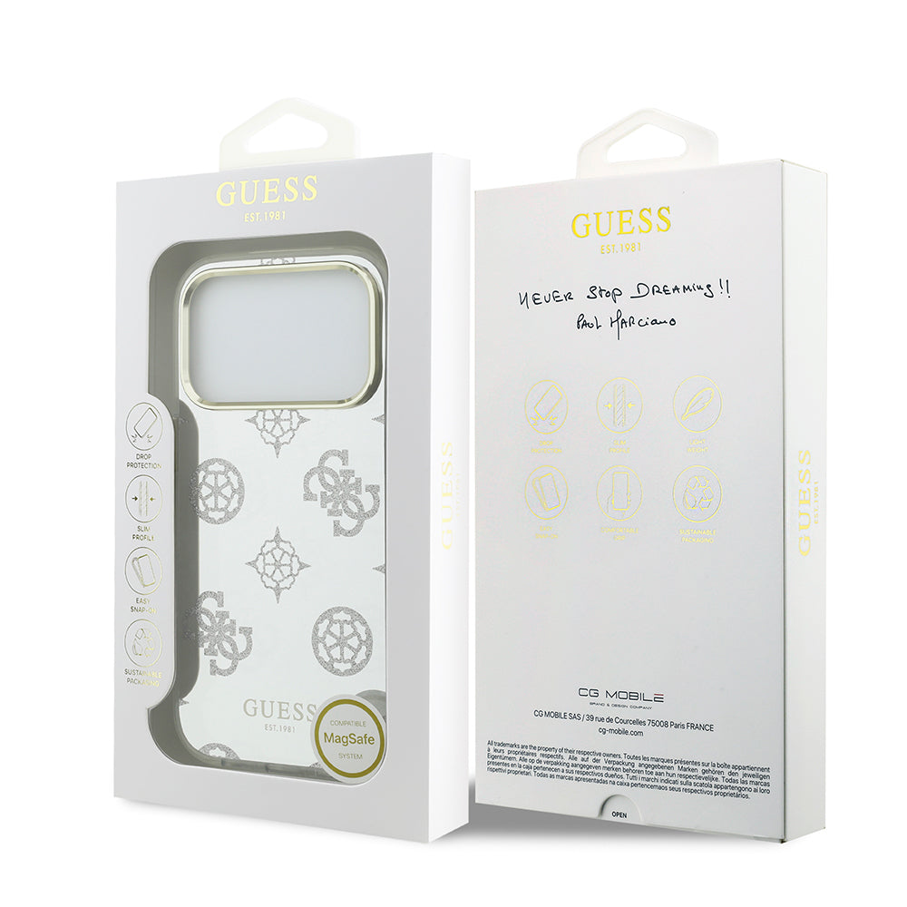 Guess iPhone 17 Pro Max Orjinal Lisanslı Metal Kamera Çerçeveli Simli Aynalı Kılıf