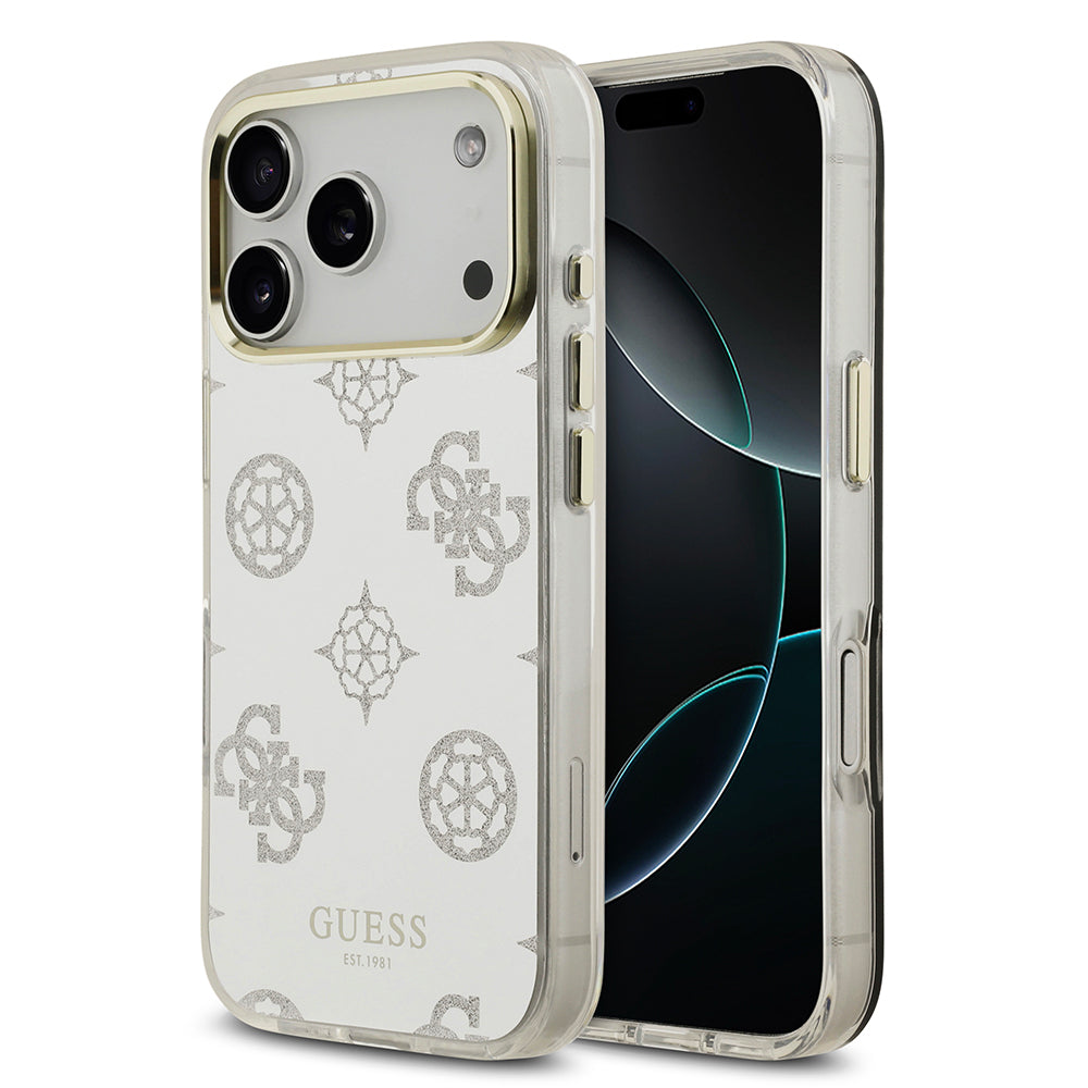 Guess iPhone 17 Pro Max Orjinal Lisanslı Metal Kamera Çerçeveli Simli Aynalı Kılıf