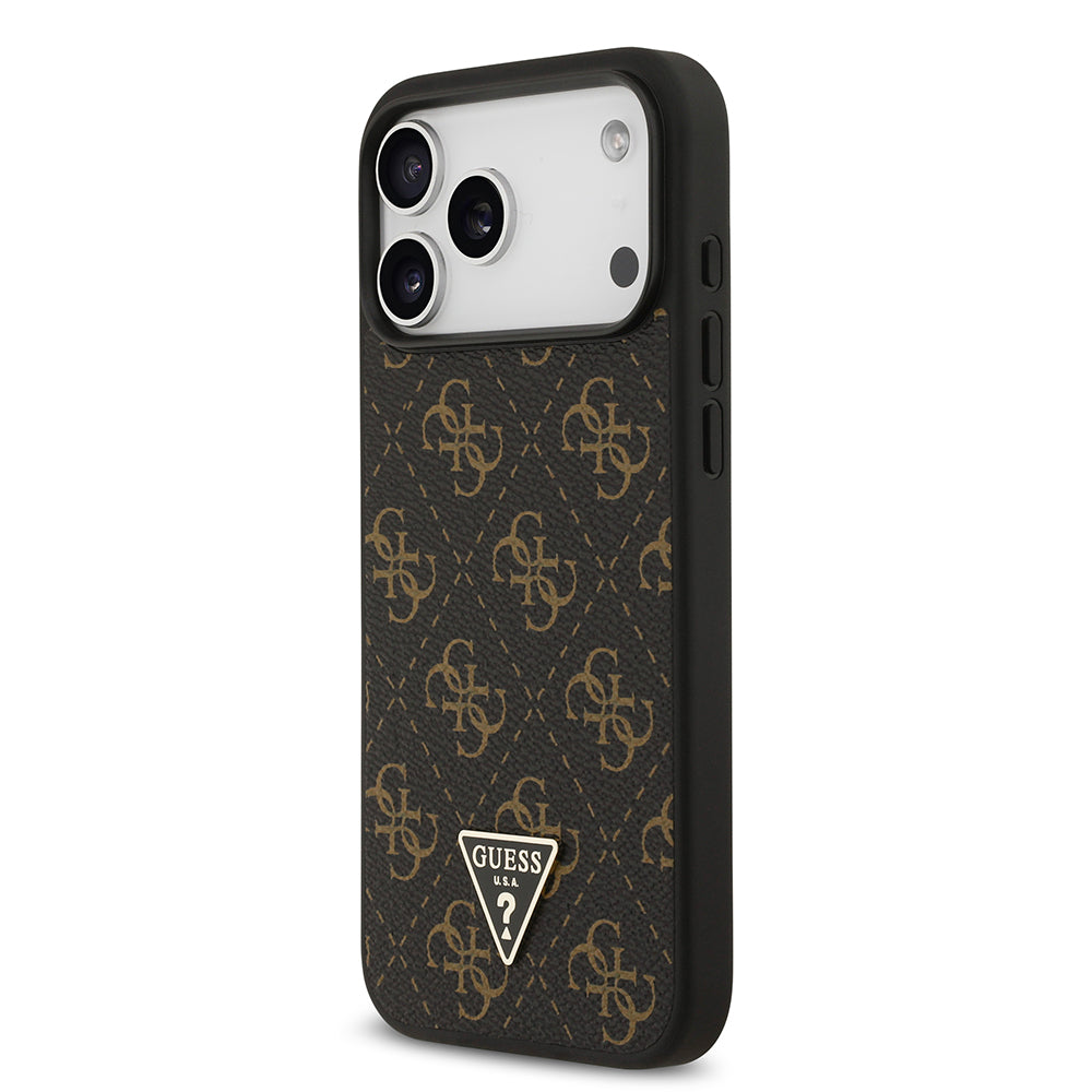 Guess iPhone 17 Pro Max Orjinal Lisanslı PU Deri 4G Desenli Üçgen Logolu Kılıf