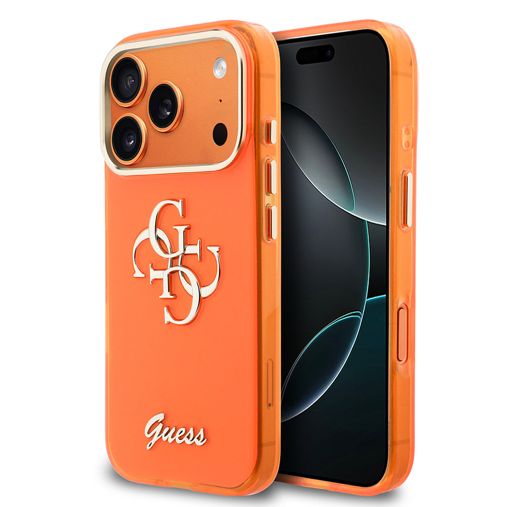 Guess iPhone 17 Pro Max Orjinal Lisanslı Yazı ve 4G Büyük Metal Logolu Silikon Kılıf