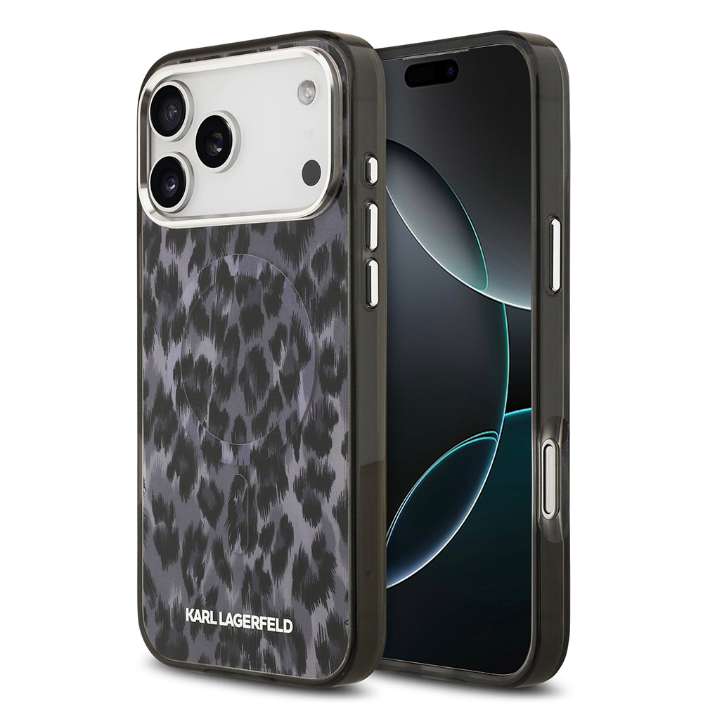 Karl Lagerfeld iPhone 17 Pro Max Orjinal Lisanslı M-safe Şarj Özellikli IML Leopar Baskılı Kılıf