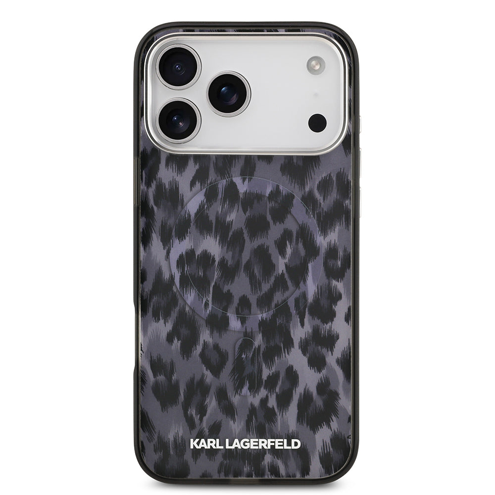 Karl Lagerfeld iPhone 17 Pro Max Orjinal Lisanslı M-safe Şarj Özellikli IML Leopar Baskılı Kılıf