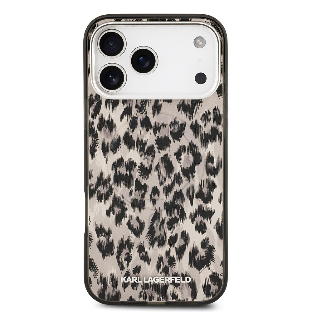 Karl Lagerfeld iPhone 17 Pro Max Orjinal Lisanslı M-safe Şarj Özellikli IML Leopar Baskılı Kılıf