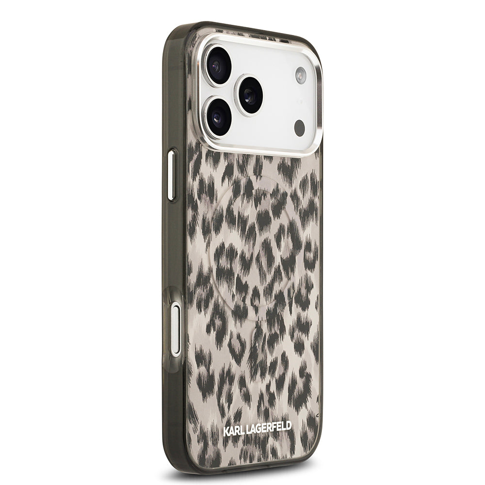 Karl Lagerfeld iPhone 17 Pro Max Orjinal Lisanslı M-safe Şarj Özellikli IML Leopar Baskılı Kılıf