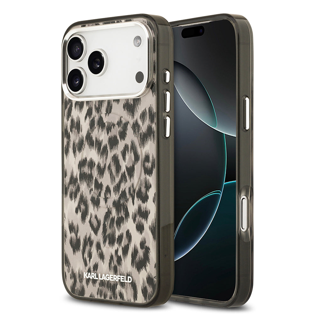 Karl Lagerfeld iPhone 17 Pro Max Orjinal Lisanslı M-safe Şarj Özellikli IML Leopar Baskılı Kılıf