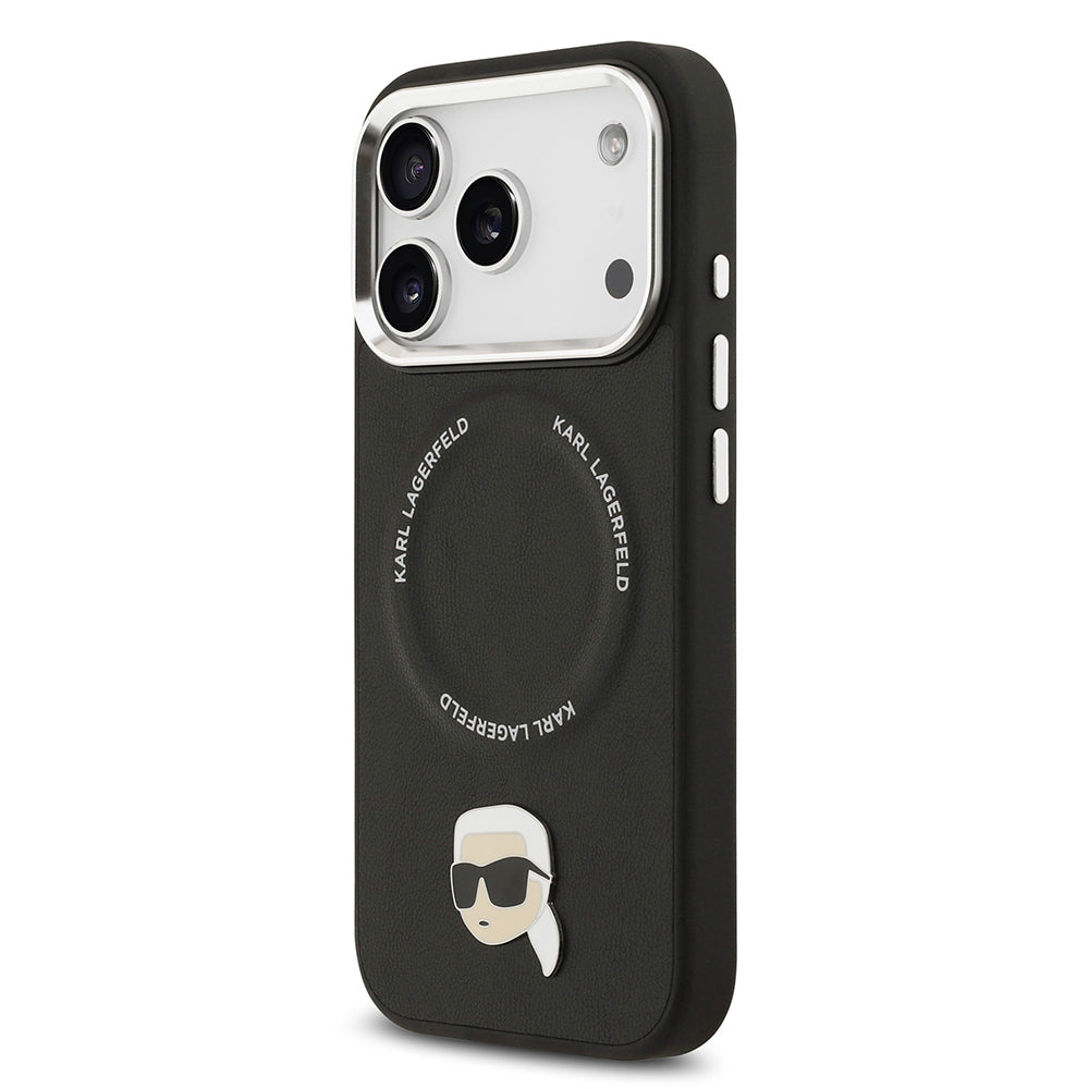 Karl Lagerfeld iPhone 17 Pro Max Orjinal Lisanslı M-safe Şarj Özellikli Metal Kamera ve Buton Tasarımlı Karl PU Deri Kılıf