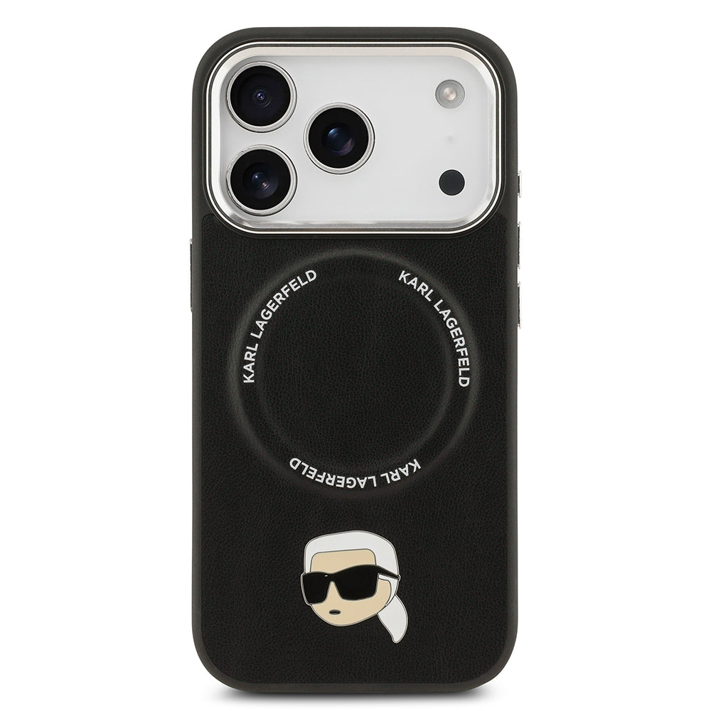 Karl Lagerfeld iPhone 17 Pro Max Orjinal Lisanslı M-safe Şarj Özellikli Metal Kamera ve Buton Tasarımlı Karl PU Deri Kılıf