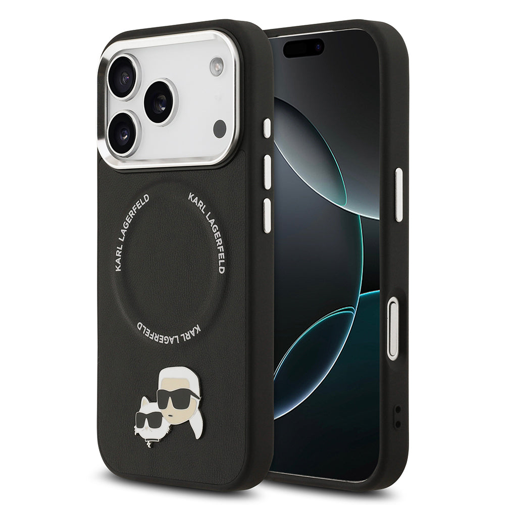 Karl Lagerfeld iPhone 17 Pro Max Orjinal Lisanslı M-safe Şarj Özellikli Metal Kamera ve Buton Tasarımlı K&C PU Deri Kılıf