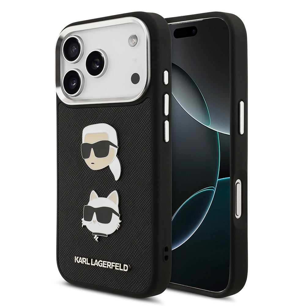 Karl Lagerfeld iPhone 17 Pro Max Orjinal Lisanslı Metal Logolu K&C Heads Pin Kılıf