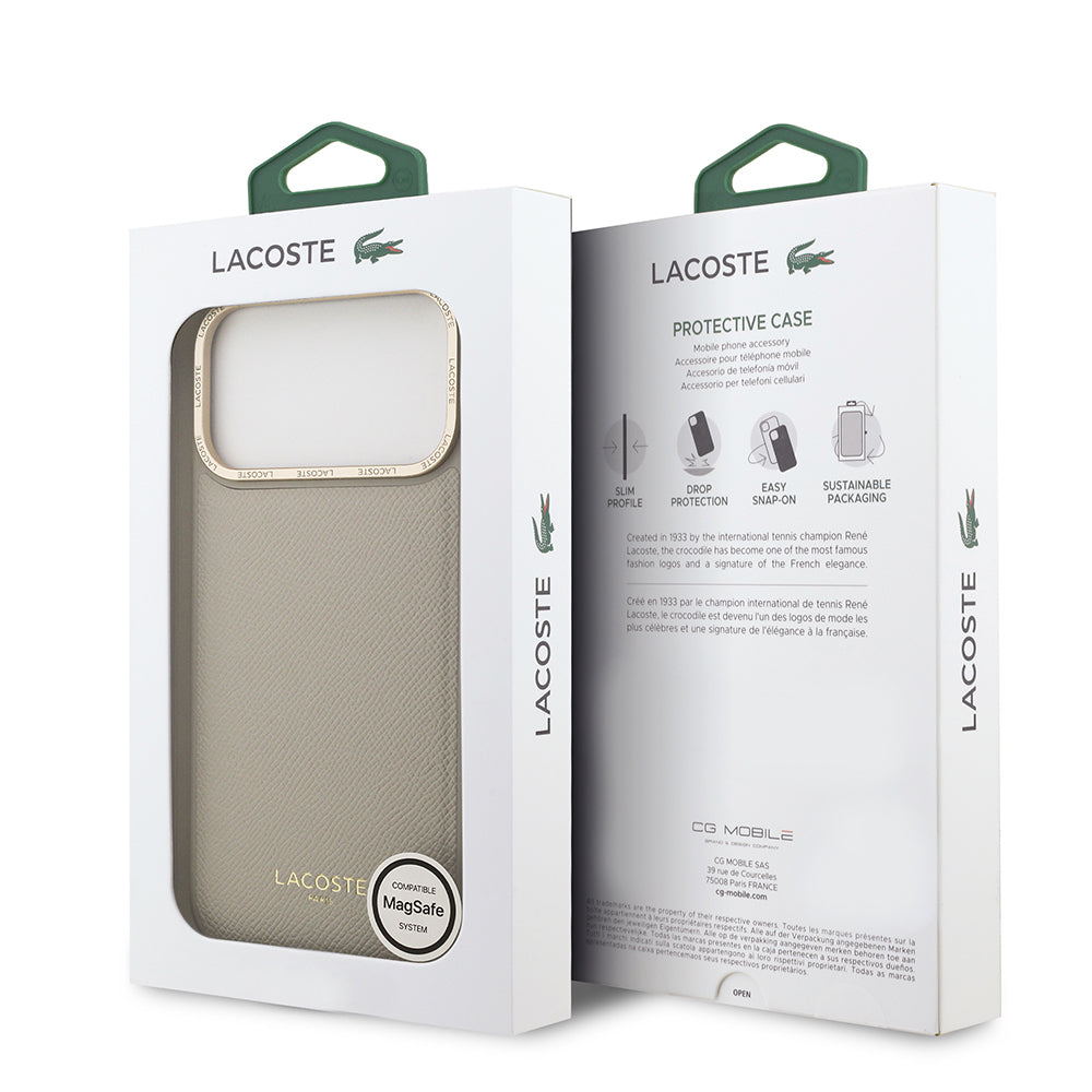 Lacoste iPhone 17 Pro Max Orjinal Lisanslı M-safe Şarj Özellikli Champs Elysees PU Deri Tasarımlı Kılıf